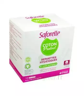 Saforelle Coton Protect Serviette Jetable Avec Ailette B/10 à Saint-Avold